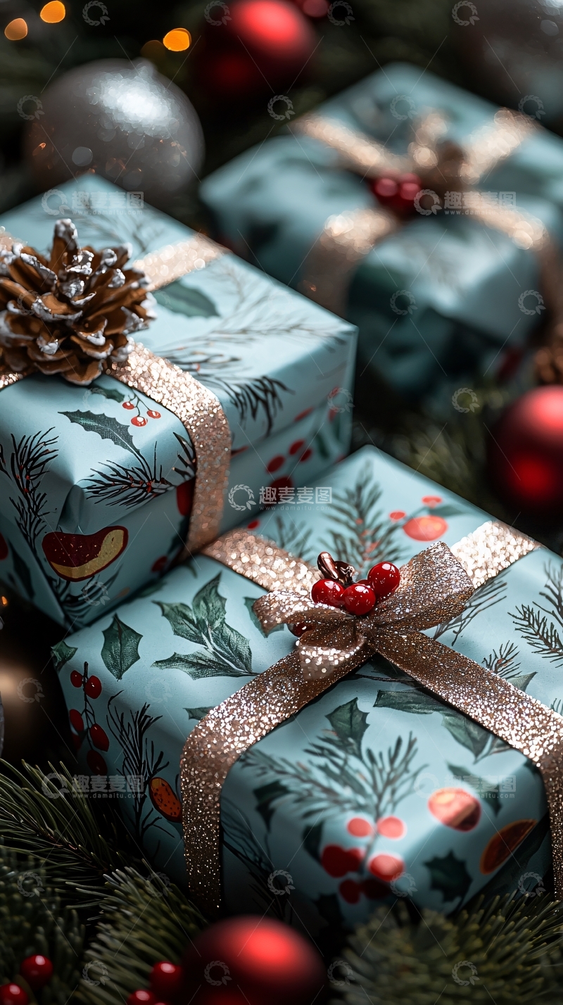 高清大图下载【趣麦麦图】精美包装的圣诞礼物