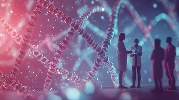 科学家讨论DNA双螺旋结构