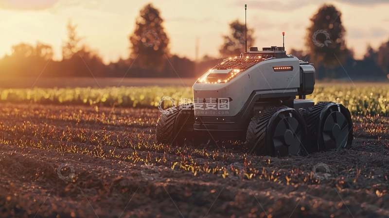 高清大图下载【趣麦麦图】-田野里的农业机器人