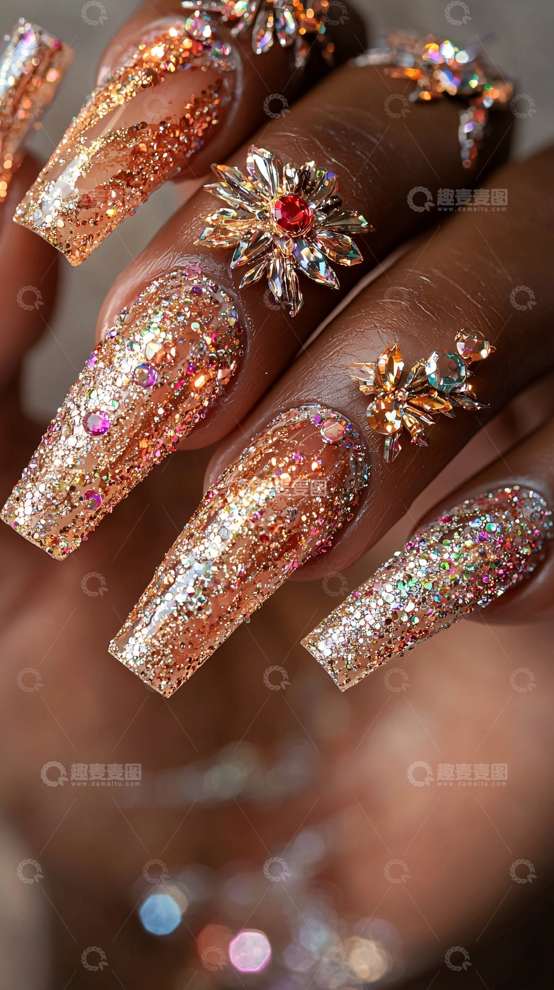 高清大图下载【趣麦麦图】金色闪耀美甲