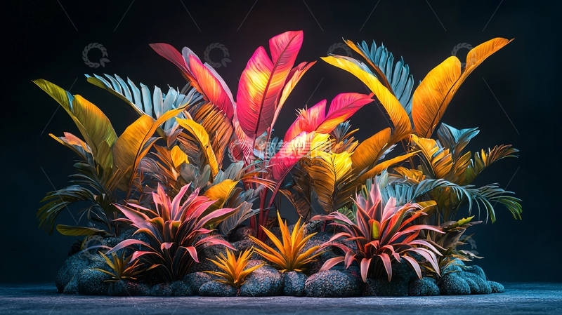 高清大图下载【趣麦麦图】热带植物群聚集绽放