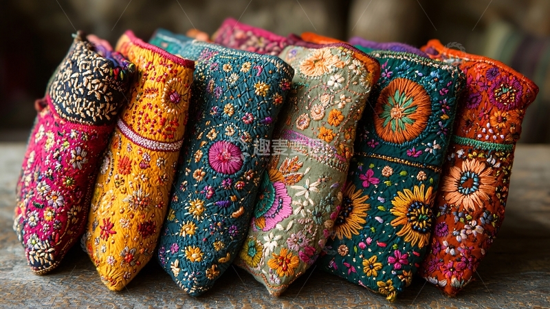 高清大图下载【趣麦麦图】色彩鲜艳的刺绣小包