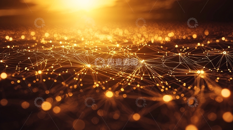 高清大图下载【趣麦麦图】金色网络连接