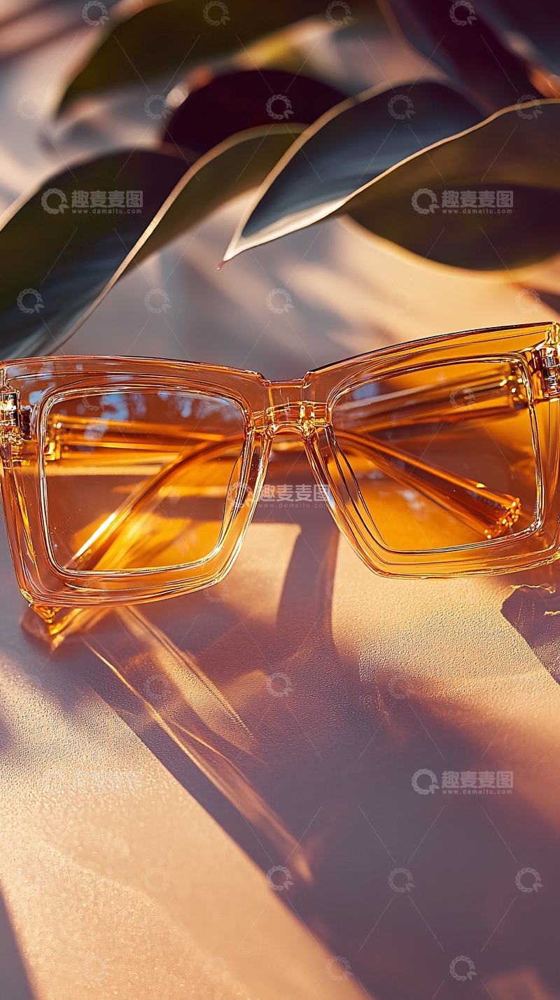 高清大图下载【趣麦麦图】橙色透明框墨镜