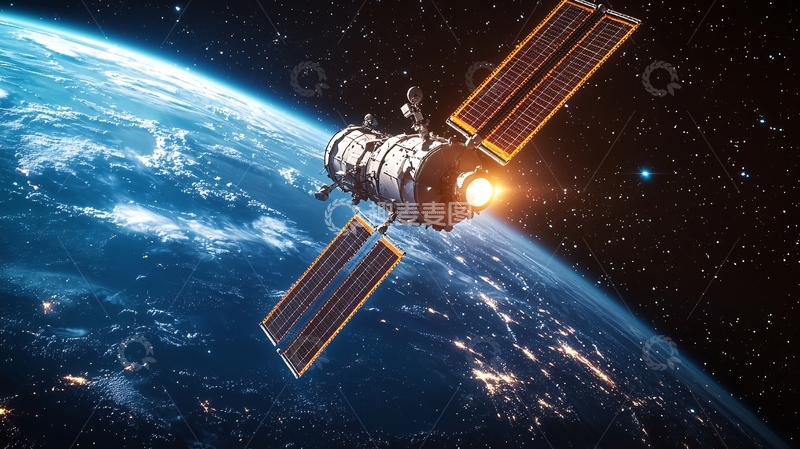 高清大图下载【趣麦麦图】宇宙飞船环绕地球