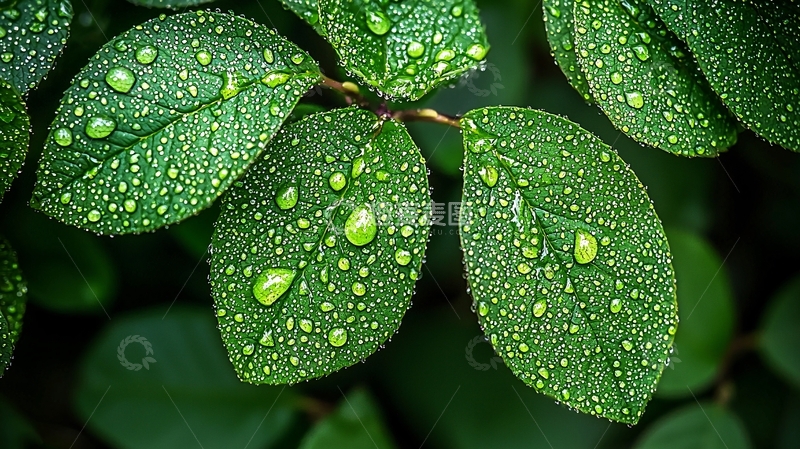 高清大图下载【趣麦麦图】绿叶上的水珠