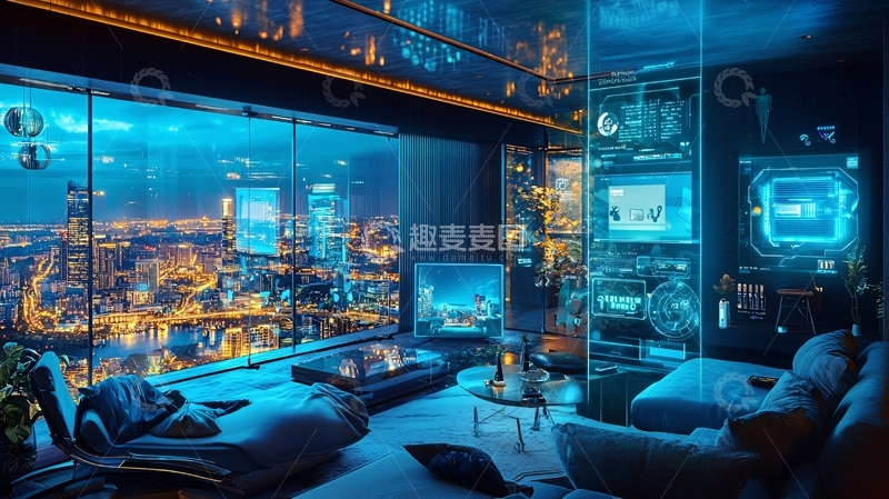 高清大图下载【趣麦麦图】未来科技感客厅