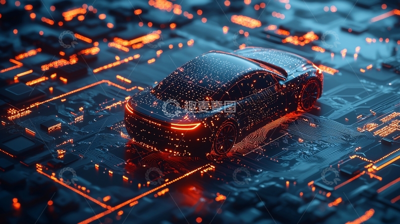 高清大图下载【趣麦麦图】赛车停在电路板上