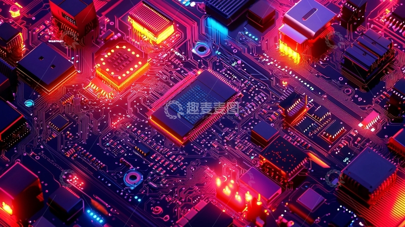 高清大图下载【趣麦麦图】炫彩电路板高清特写