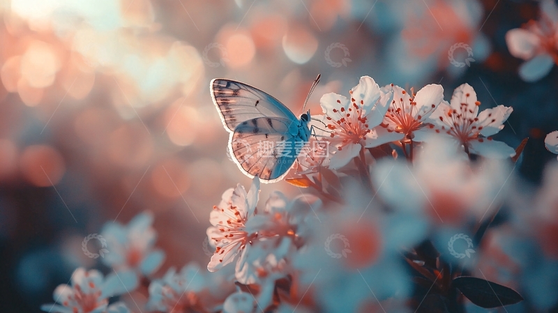 高清大图下载【趣麦麦图】蝴蝶停留在花朵上