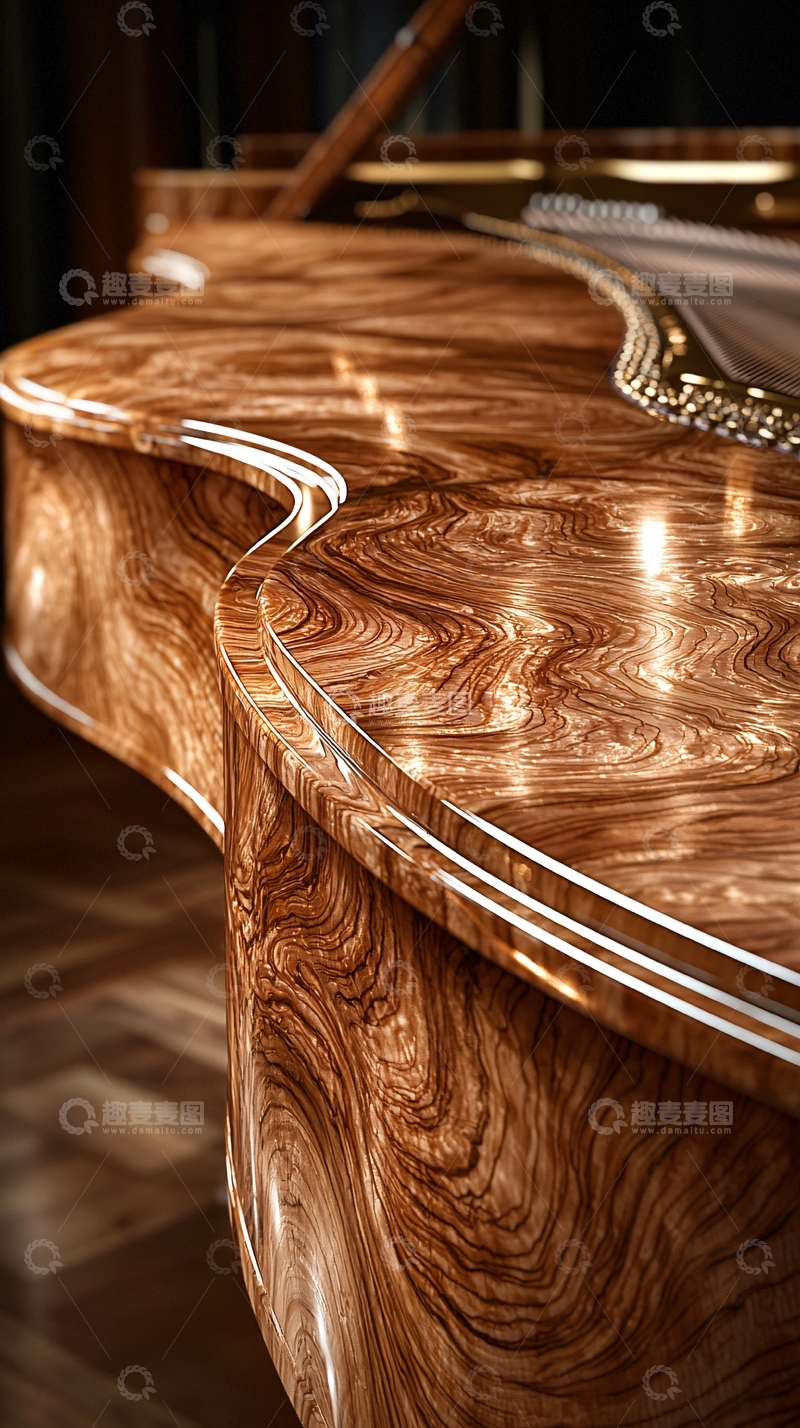 高清大图下载【趣麦麦图】木纹钢琴特写