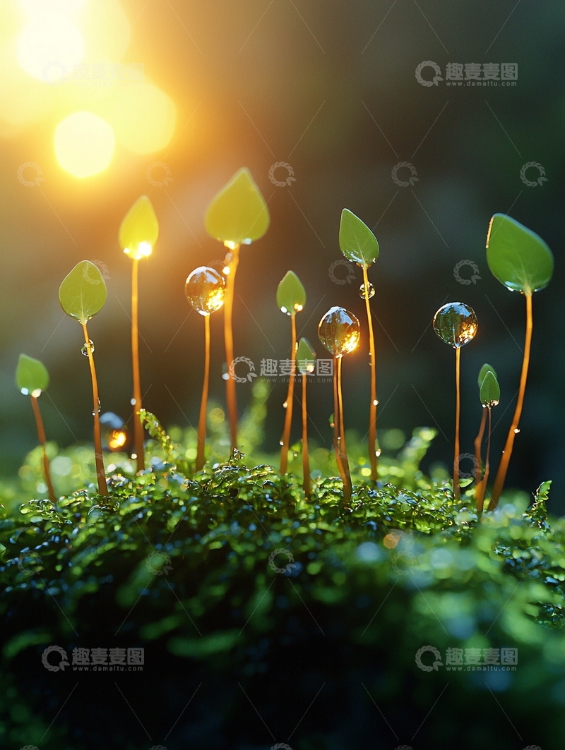 高清大图下载【趣麦麦图】微距晶莹剔透的苔藓植物