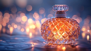精致香水瓶与朦胧光斑