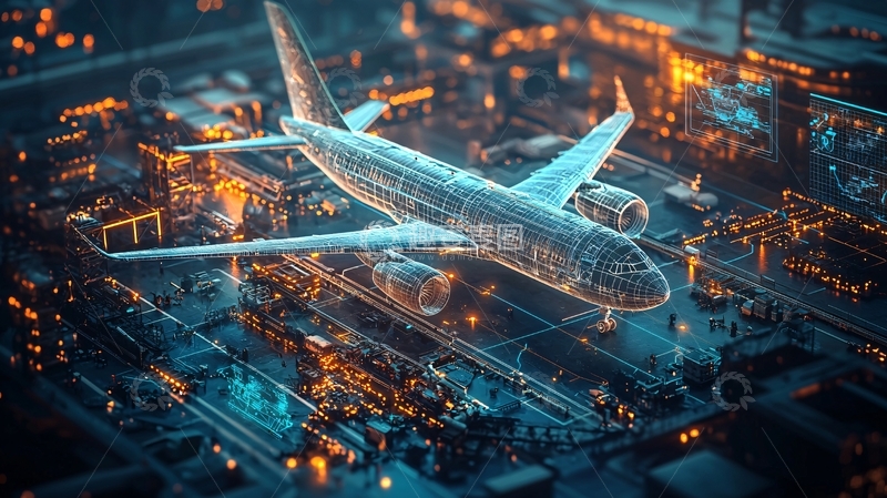 高清大图下载【趣麦麦图】数字科技感飞机机场