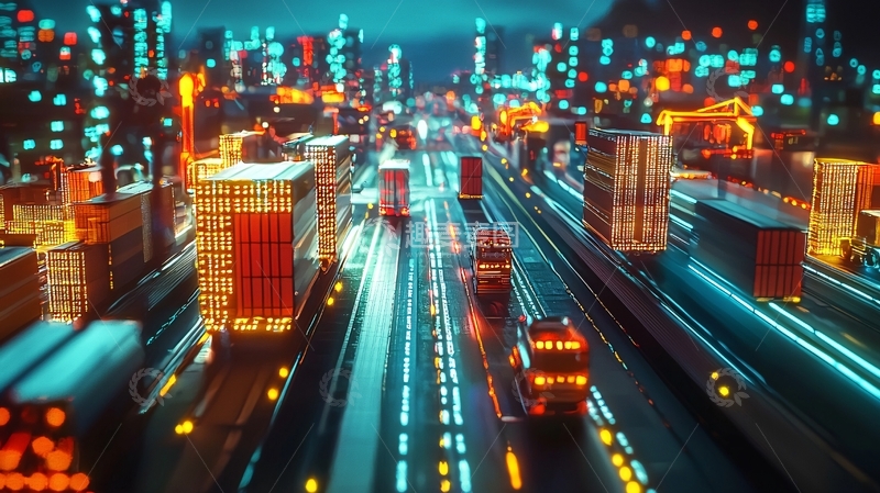 高清大图下载【趣麦麦图】夜幕下的未来都市夜景