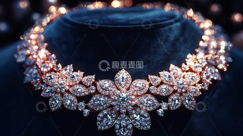 高清大图下载【趣麦麦图】钻石花朵项链特写