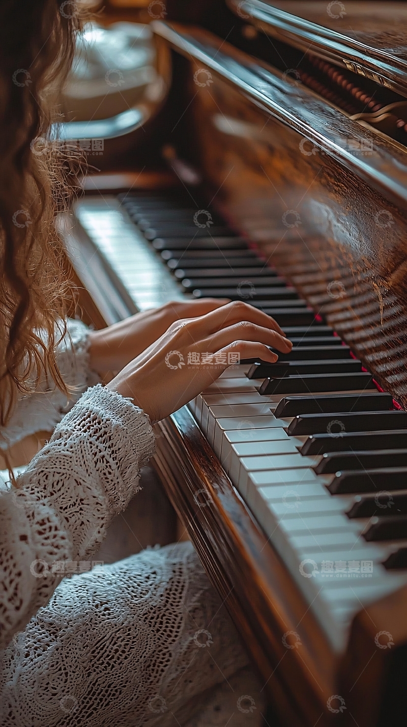 高清大图下载【趣麦麦图】专注钢琴演奏的手