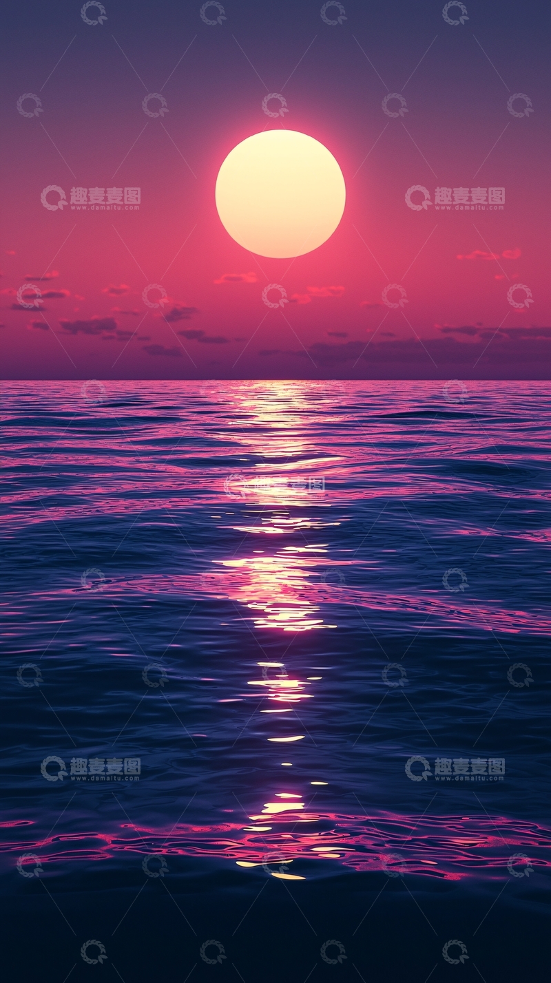 高清大图下载【趣麦麦图】海面日出唯美意境