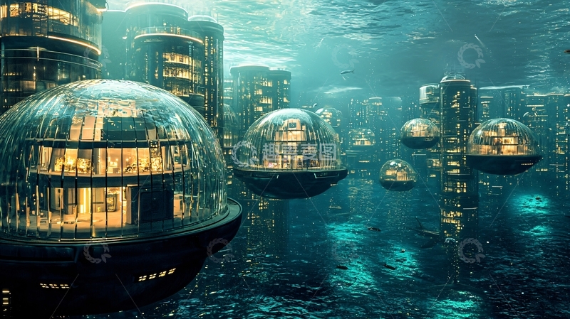 高清大图下载【趣麦麦图】深海城市建筑群