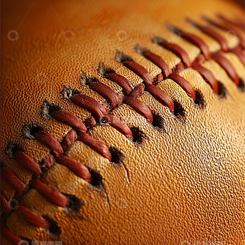 高清大图下载【趣麦麦图】棒球皮革缝线特写