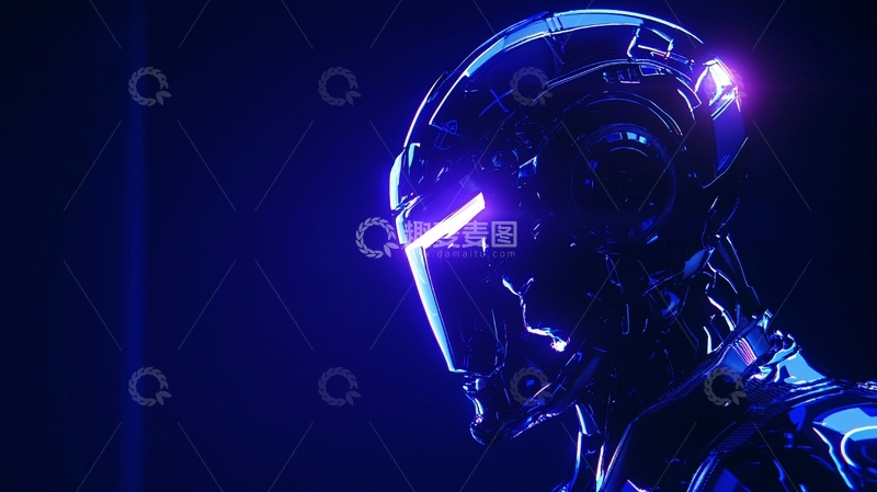 高清大图下载【趣麦麦图】蓝色科技感机器人
