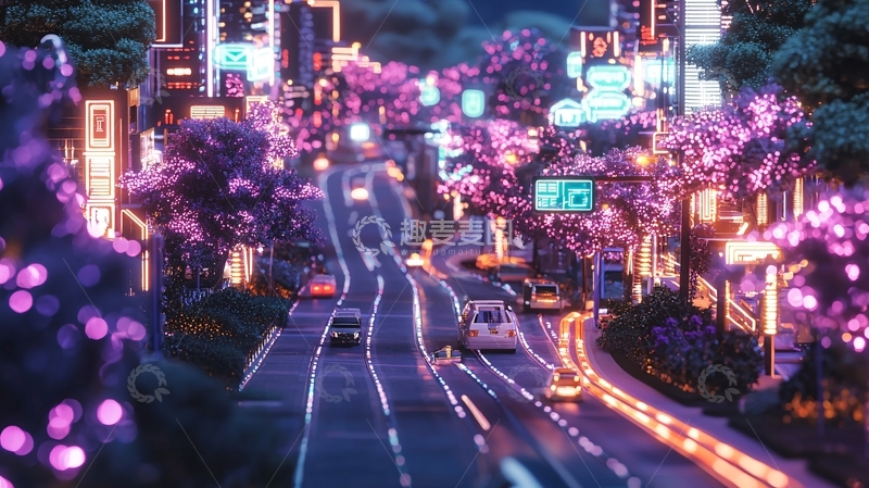 高清大图下载【趣麦麦图】夜景城市街道