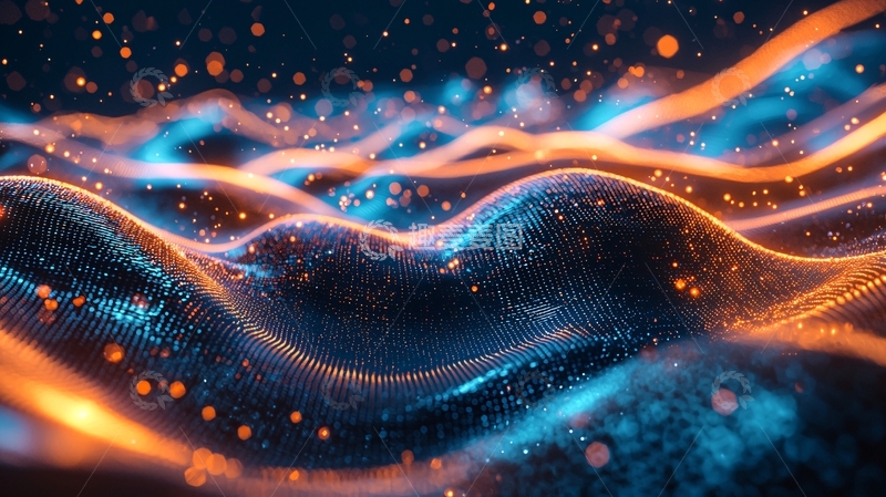 高清大图下载【趣麦麦图】蓝色橙色能量波浪