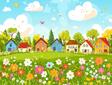 彩色卡通房屋群