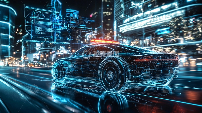 高清大图下载【趣麦麦图】未来城市夜景汽车