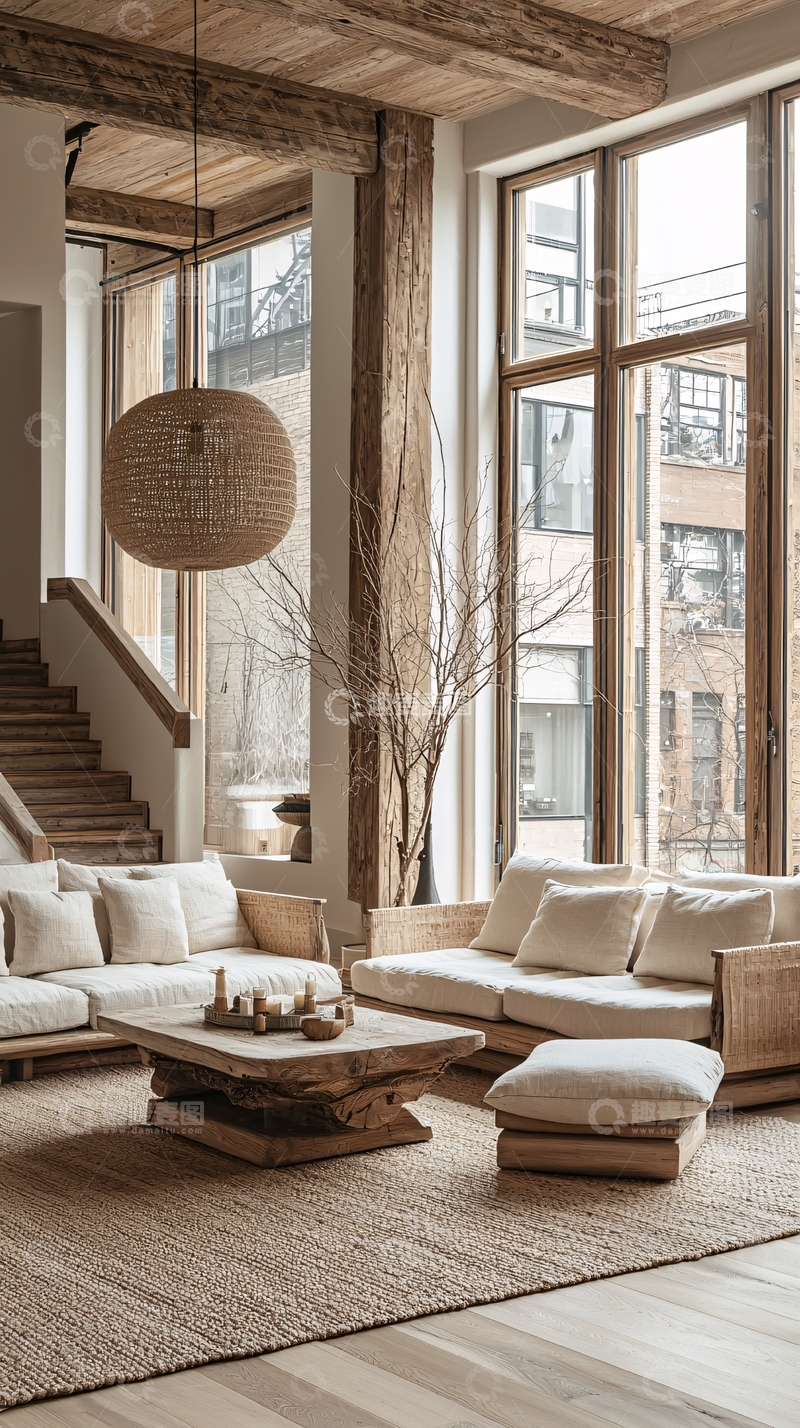 高清大图下载【趣麦麦图】自然光客厅木质结构