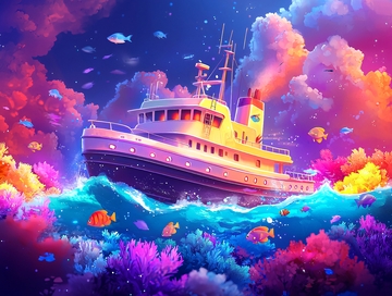 梦幻海洋中的船