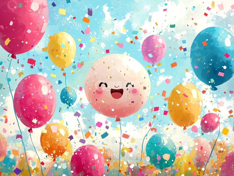 高清大图下载【趣麦麦图】卡通气球庆祝