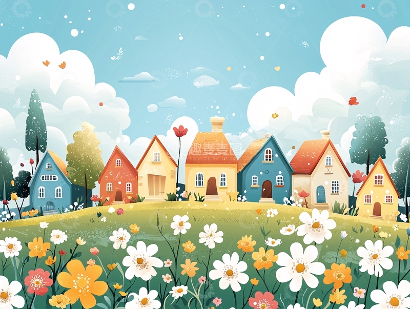 高清大图下载【趣麦麦图】童话小镇鲜花盛开