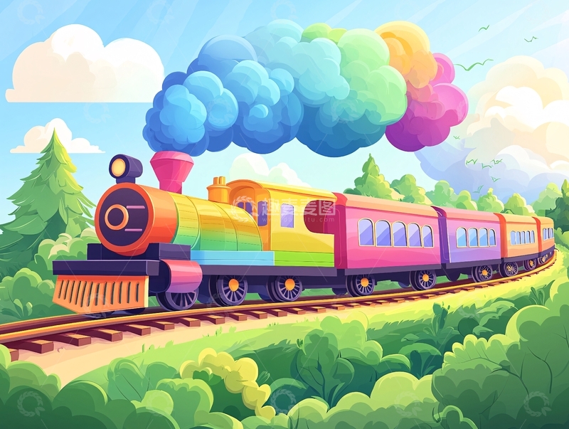 高清大图下载【趣麦麦图】彩色卡通火车