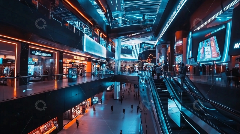 高清大图下载【趣麦麦图】现代化商场夜景