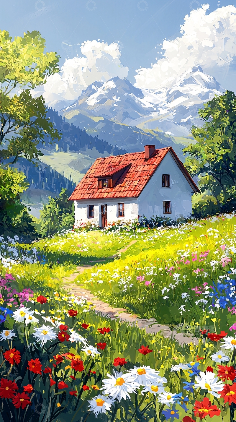 高清大图下载【趣麦麦图】田园风光小屋