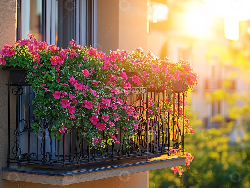 高清大图下载【趣麦麦图】阳台上的鲜花盛开