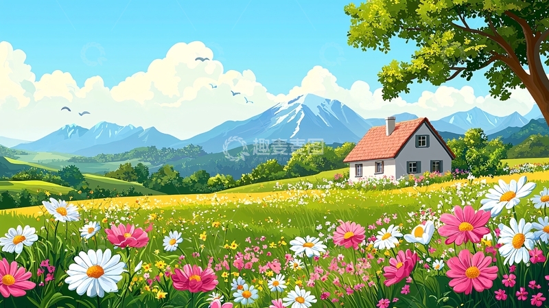 高清大图下载【趣麦麦图】卡通风景油画