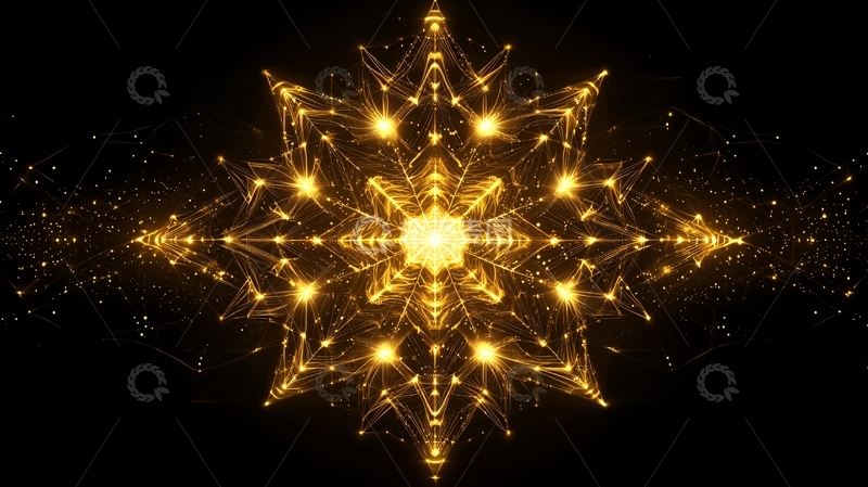 高清大图下载【趣麦麦图】金色光芒绽放的抽象图案