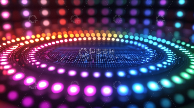 高清大图下载【趣麦麦图】色彩斑斓的圆形舞台灯光背景