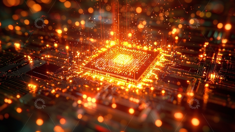 高清大图下载【趣麦麦图】炽热芯片电路板科技感