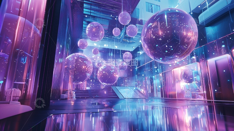 高清大图下载【趣麦麦图】梦幻紫粉色泡泡空间