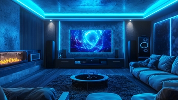 蓝色灯光家庭影院