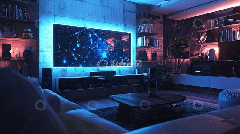 高清大图下载【趣麦麦图】科技感客厅