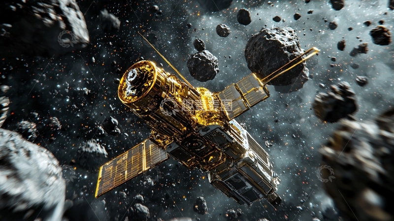 高清大图下载【趣麦麦图】太空采矿卫星