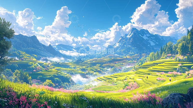 高清大图下载【趣麦麦图】风景如画的山谷田野