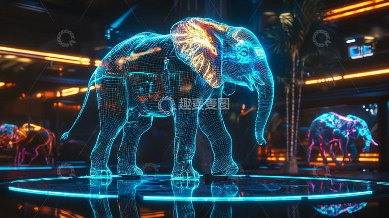 高清大图下载【趣麦麦图】蓝光透明大象