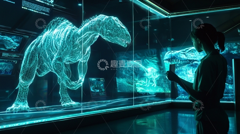 高清大图下载【趣麦麦图】透明恐龙骨骼模型