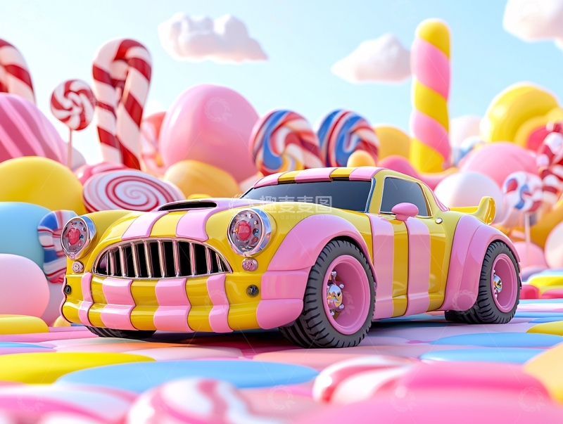 高清大图下载【趣麦麦图】糖果色汽车甜点乐园