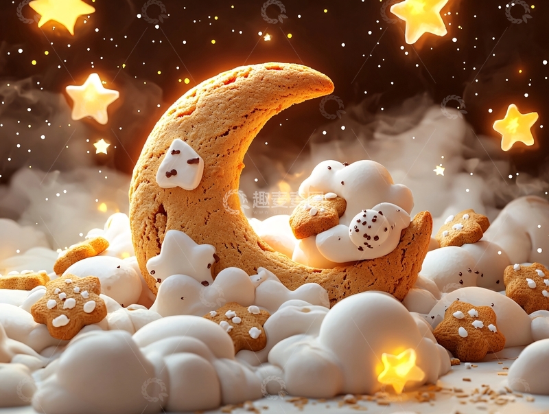 高清大图下载【趣麦麦图】月亮饼干和星星灯光